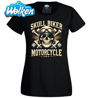 Dámské tričko Motorkářská lebka Skull Biker Motorcycle.jpg