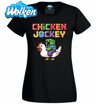Dámské tričko Zombie žokej na slepici Chicken Jockey.jpg