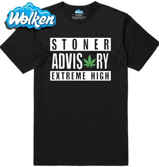 Pánské tričko Upozornění_ Extrémně zhulený Stoner Advisory.jpg