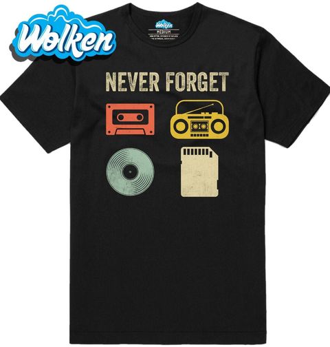 Obrázek produktu Pánské tričko Kazeta, Rádio, Vinyl, SD karta Never Forget