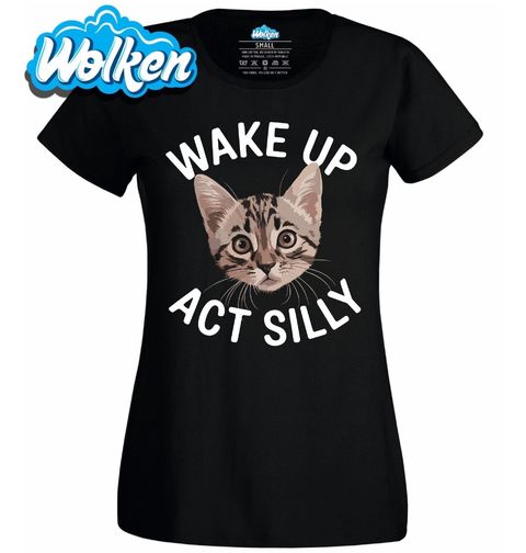 Obrázek produktu Dámské tričko Hravá Kočka Wake Up Act Silly