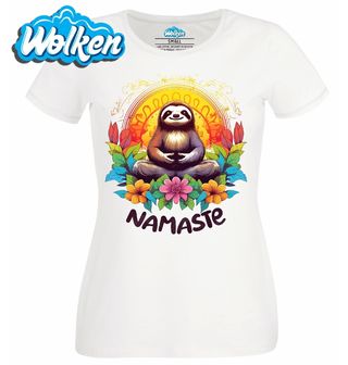 Dámské tričko  Meditující Lenochod Namaste.jpg
