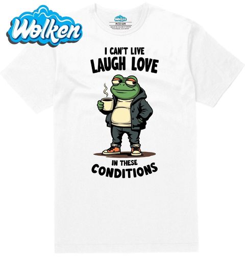 Obrázek produktu Pánské tričko Žába s Kávou I Can't Live Laugh Love