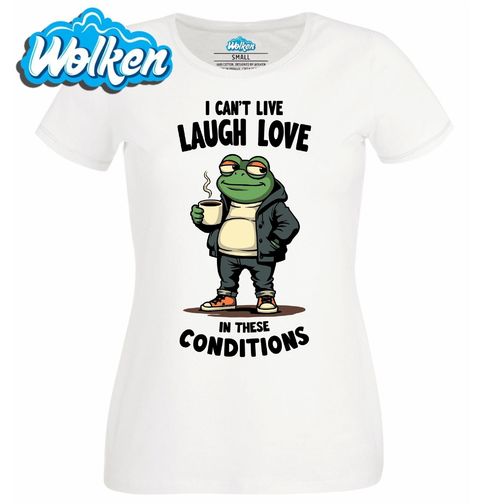Obrázek produktu Dámské tričko Žába s Kávou I Can't Live Laugh Love