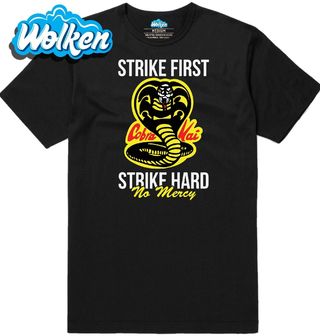 Pánské tričko Cobra Kai Zaútoč První a Tvrdě.jpg
