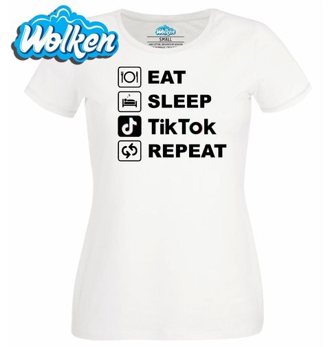 Obrázek produktu Dámské tričko Jez Spi Scrolluj Opakuj Eat Sleep TikTok Repeat