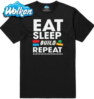 Pánské tričko Jez Spi Stav Opakuj Eat Sleep Build Repeat.jpg