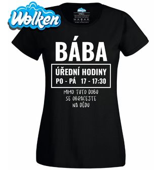 Dámské tričko Bába Úřední hodiny.jpg