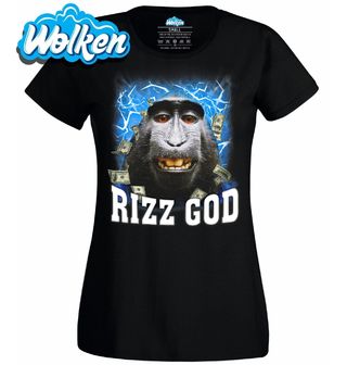 Dámské tričko Opice Makak Rizz God.jpg