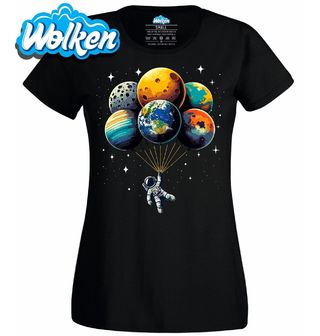 Dámské tričko Astronaut Vesmírný let balónem.jpg