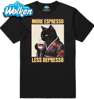 Pánské tričko Japonská Kočka s Kávou More Espresso Less Depresso.jpg