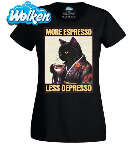 Obrázek produktu Dámské tričko Japonská Kočka s Kávou More Espresso Less Depresso