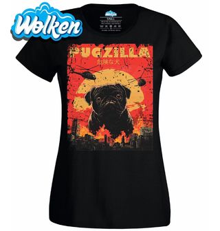 Dámské tričko Japonská Pugzilla útočí Godzilla.jpg