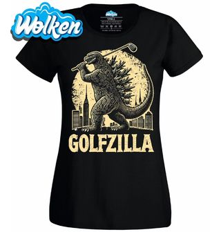 Dámské tričko Golfzilla odpaluje Godzilla.jpg