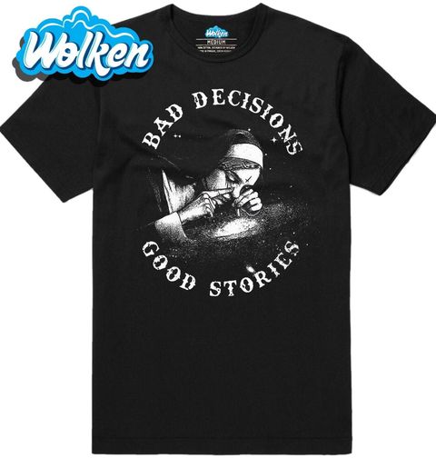 Obrázek produktu Pánské tričko Zdrogovaná Jeptiška Bad decisions Good stories