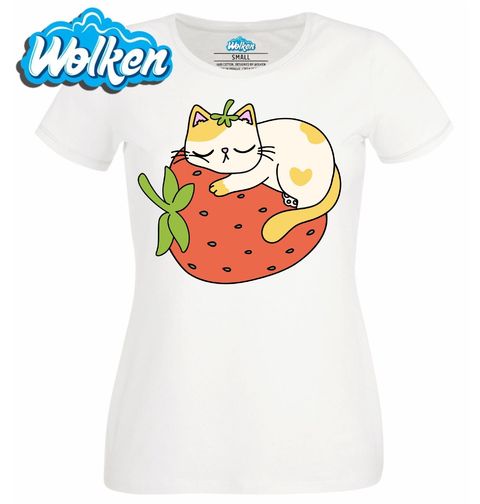 Obrázek produktu Dámské tričko Spící Kočka na Jahodě