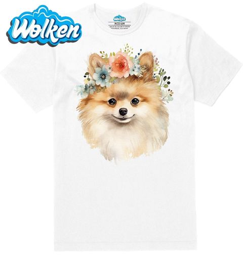 Obrázek produktu Pánské tričko Květinový Pes Pomeranian