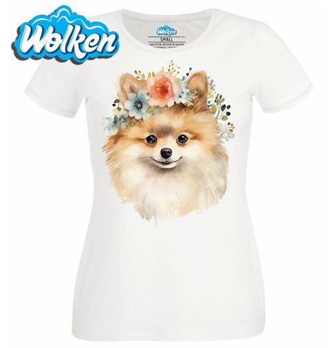 Obrázek produktu Dámské tričko Květinový Pes Pomeranian