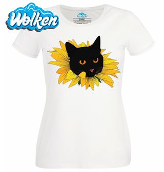 Dámské tričko  Černá Kočka v květu Slunečnice.jpg