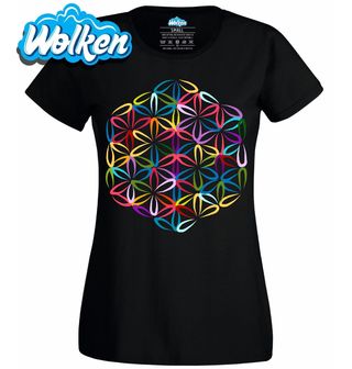Dámské tričko Barevný Květ Života Posvátná Geometrie.jpg