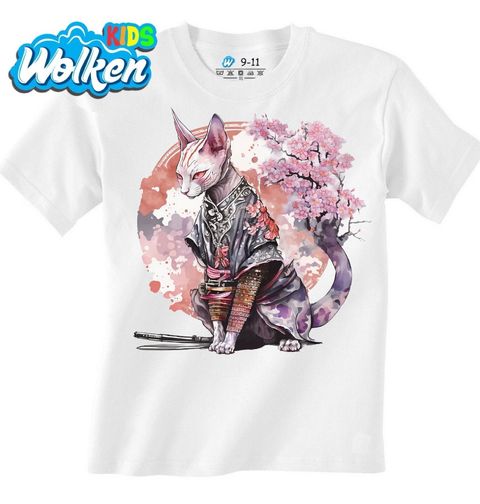 Obrázek produktu Dětské tričko Kočka Sphynx Japonská válečnice