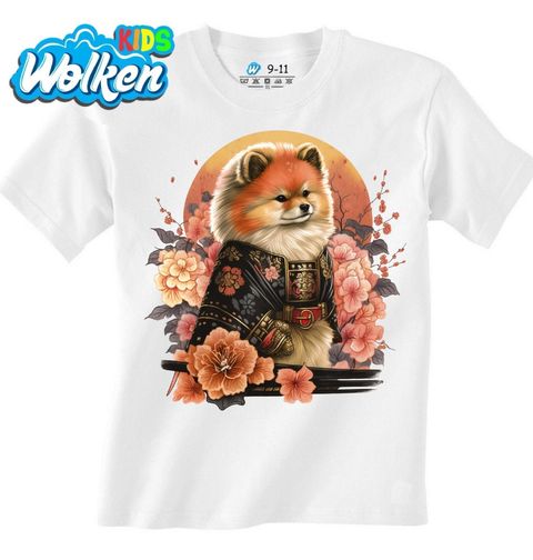 Obrázek produktu Dětské tričko Pes Samuraj Pomeranian v Kimonu