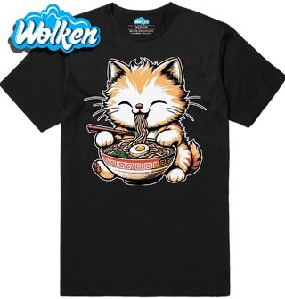 Pánské tričko Spokojená Kočka a Ramen.jpg