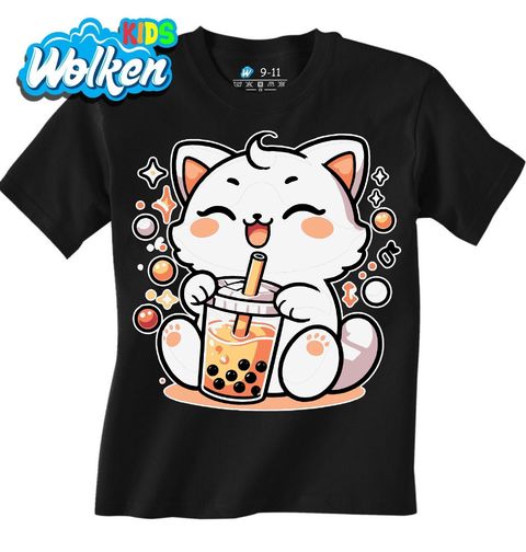 Obrázek produktu Dětské tričko Kawaii Kočka s Bubble Tea