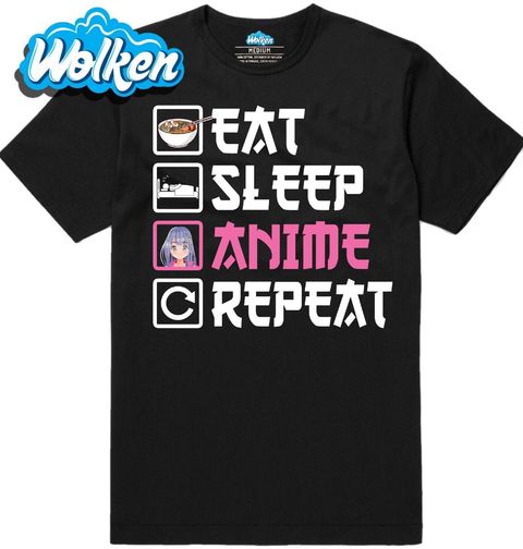 Obrázek produktu Pánské tričko Jez Spi Posiluj Anime Eat Sleep Anime Repeat