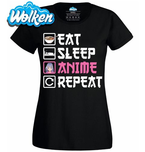 Obrázek produktu Dámské tričko Jez Spi Posiluj Anime Eat Sleep Anime Repeat