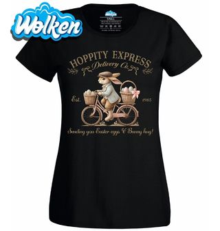 Dámské tričko Velikonoční Králík na Kole Hoppity Express.jpg