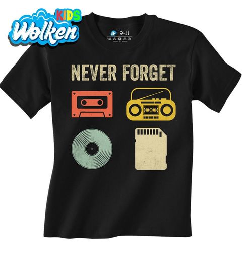 Obrázek produktu Dětské tričko Kazeta, Rádio, Vinyl, SD karta Never Forget