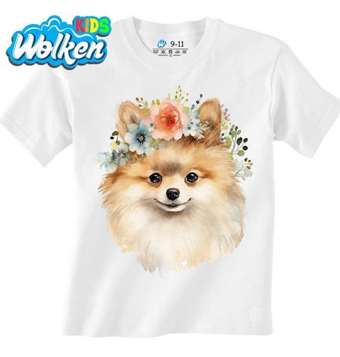 Obrázek produktu Dětské tričko Květinový Pes Pomeranian