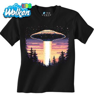 Dětské tričko 8bit Přílet Mimozemšťanů Pixalated UFO.jpg