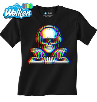 Dětské tričko DJ Kostlivec Glitch Skull DJ.jpg