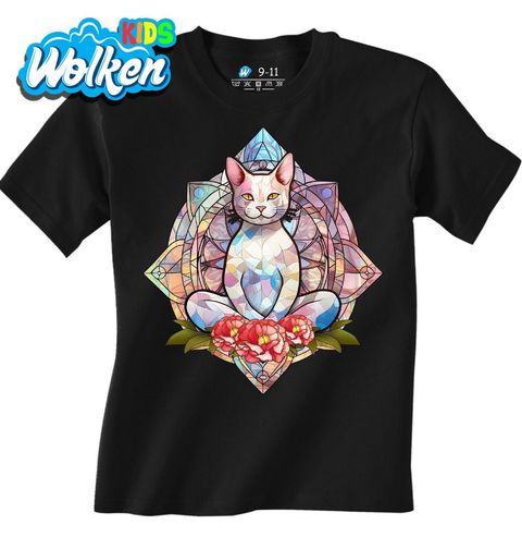 Obrázek produktu Dětské tričko Meditující Kočka Stained Glass Cat