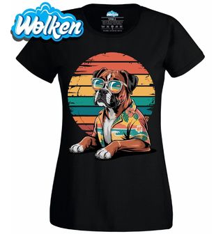 Dámské tričko Retro Plážový Pes Boxer.jpg