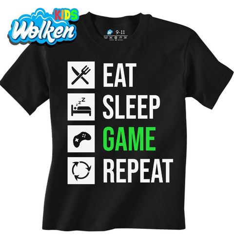 Obrázek produktu Dětské tričko Jez Spi Hraj Opakuj Eat Sleep Game Repeat