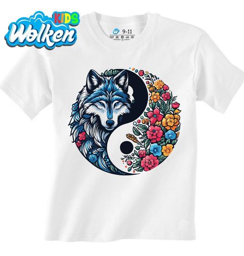 Obrázek produktu Dětské tričko Jin a Jang Vlk a Květiny Yin Yang Wolf Flower