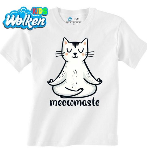 Obrázek produktu Dětské tričko Meditující Bílá Kočka Meowmaste