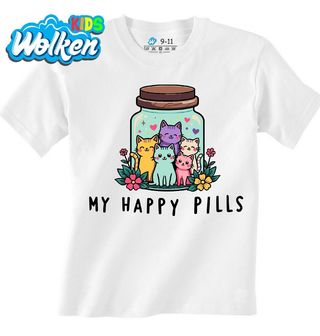 Dětské tričko Moje pilulky štěstí Barevné Kočky Cats My Happy Pills.jpg