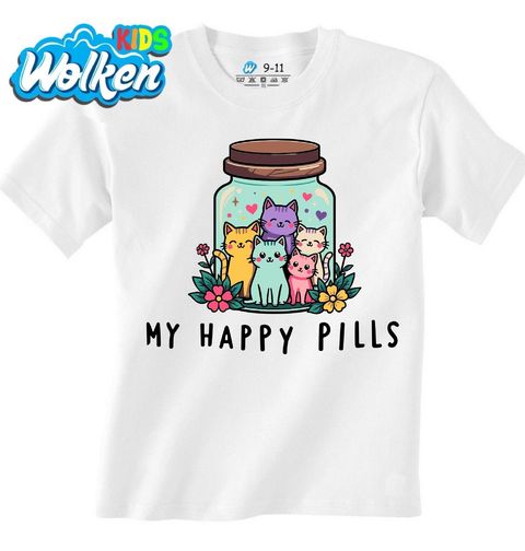Obrázek produktu Dětské tričko Moje pilulky štěstí Barevné Kočky Cats My Happy Pills