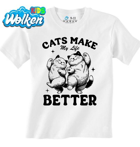 Obrázek produktu Dětské tričko Veselé Kočky Kočky dělají můj život lepší Cats make my life better
