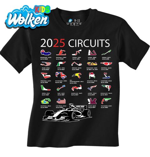 Obrázek produktu Dětské tričko Závodní Okruhy Formule 1 2025