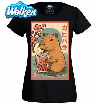 Dámské tričko Japonská Kapybara s Bubble Tea.jpg