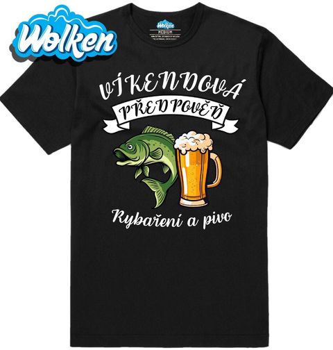 Obrázek produktu Pánské tričko Víkendová předpověď: Rybaření a Pivo