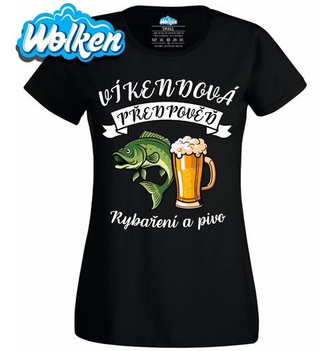 Obrázek produktu Dámské tričko Víkendová předpověď: Rybaření a Pivo