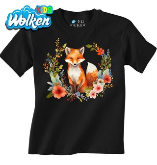Dětské tričko Liška v Květinách Cute Red Fox.jpg