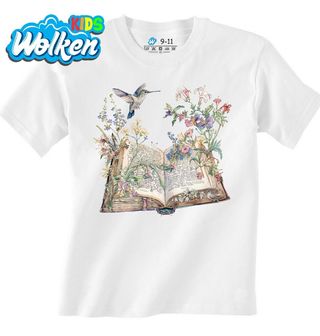 Dětské tričko Kniha Květin a Kolibřík Vintage Book Flowers.jpg