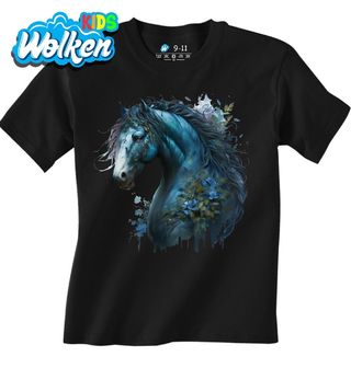 Dětské tričko Magický Modrý kůň s květinami.jpg